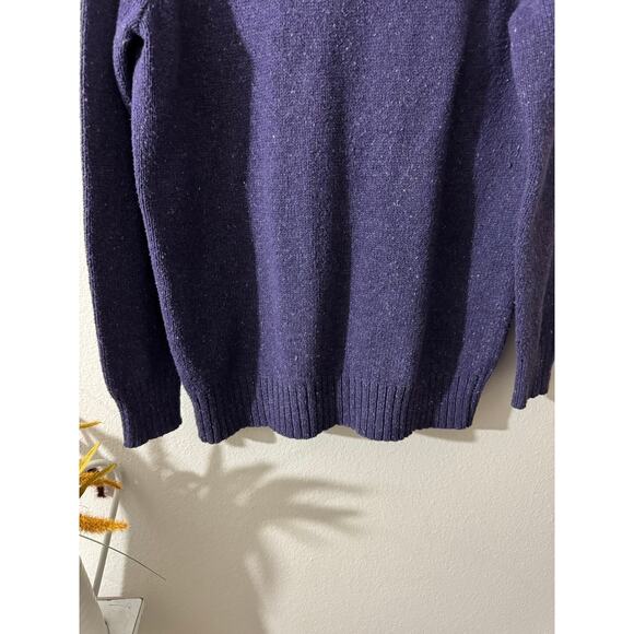 Purple Confetti Soft Cable Knit Fisherman Chunky Turtleneck Sweater  Sz LARGE - Picture 9 of 9